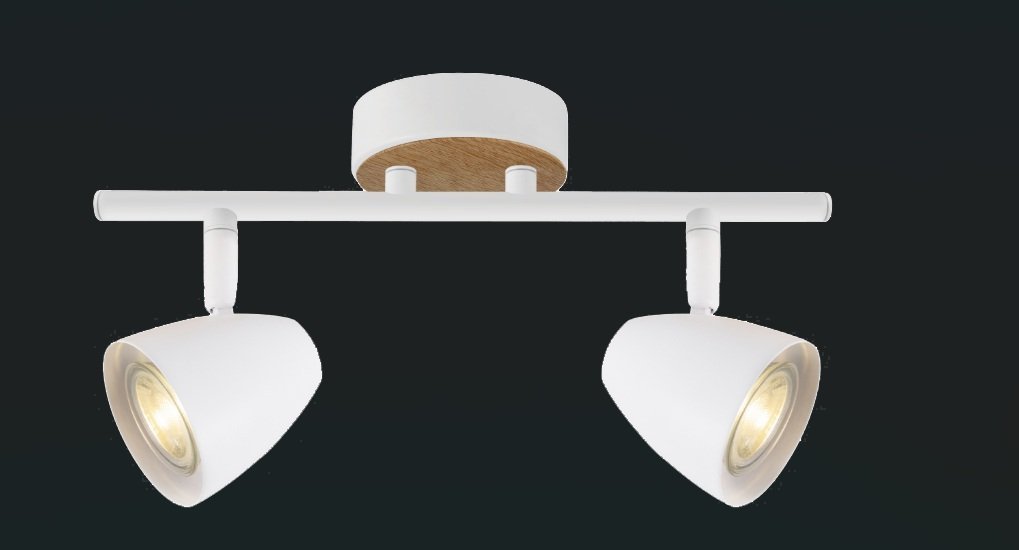 APLIQUE 2 X GU10 BLANCO+MADERA TULIPA CALADA